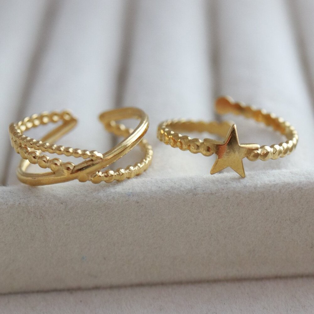 2pcs Stackable Rings Star/Interlocking Style Stai… - image 4